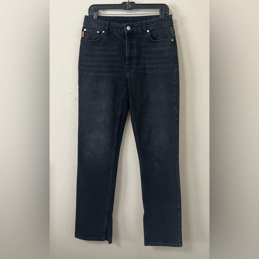 GANNI women’s split hem jeans in black